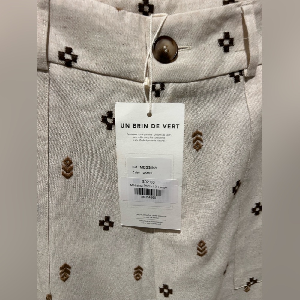 NWT Grace & Mila Messina Trousers Linen Blend Embroidered Lagenlook , XL - Picture 7 of 9
